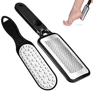 Hornhauthobel, FOLAI-Hornhautraspel -Hornhautentferner,Dicker Kallus and Hühneraugen Entfernen, Grob und Fein – Kunststoff Fußfeile aus Edelstahl, Fußfeile für nasse und trockene(schwarz)