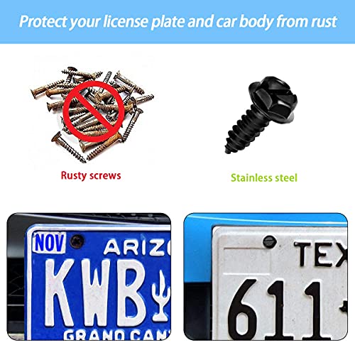 Universal License Plate Screws For Fastening License Plates, Nylon Screw Inserts, Frames And Covers On Cars And Trucks (Black) #TOP5