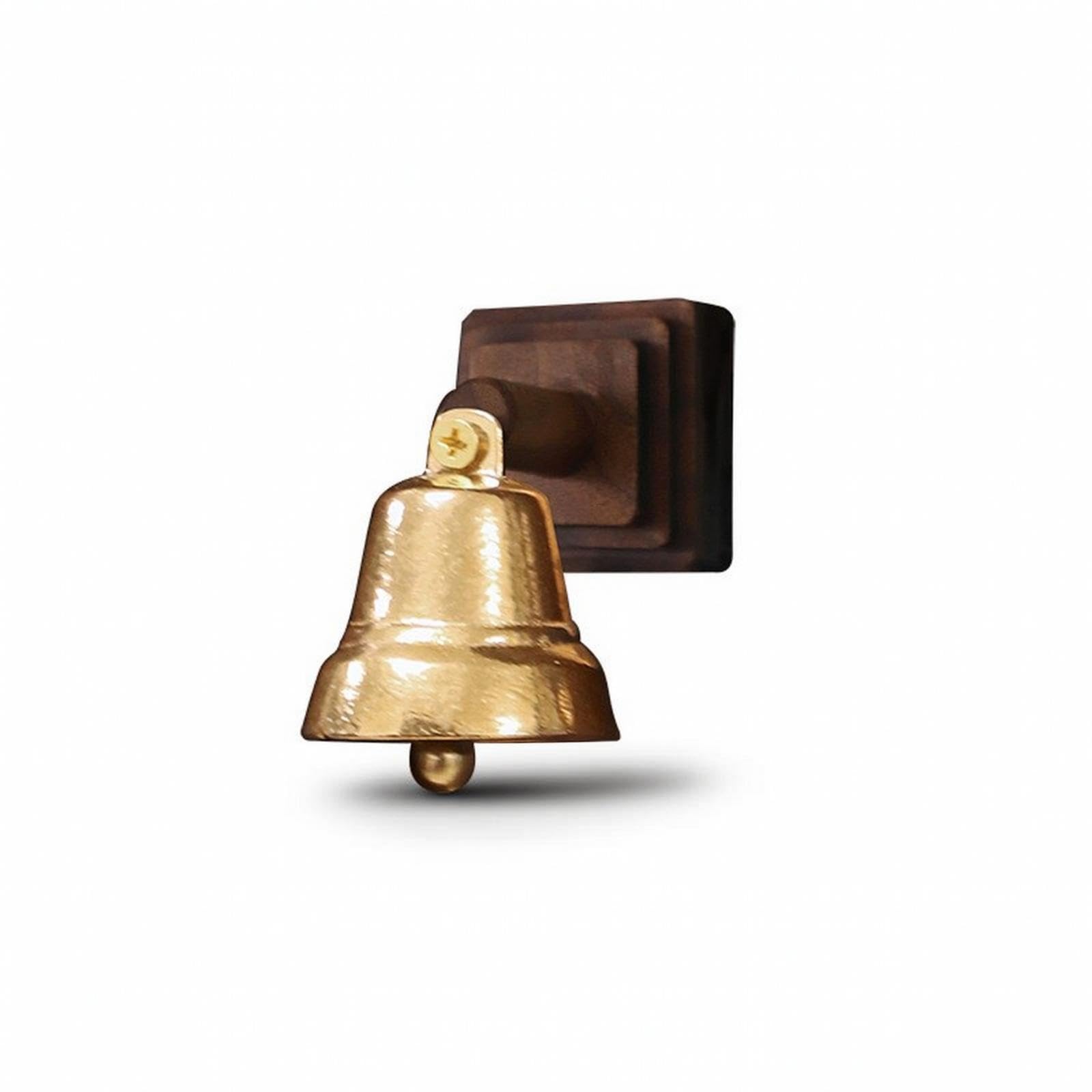 Door Bell Minimalist Door Chime Vintage-Style Bell with Wooden Base for Shopkeepers, Homeowners, Shops, Front Doors, Reception Areas S Black Walnut-image-43