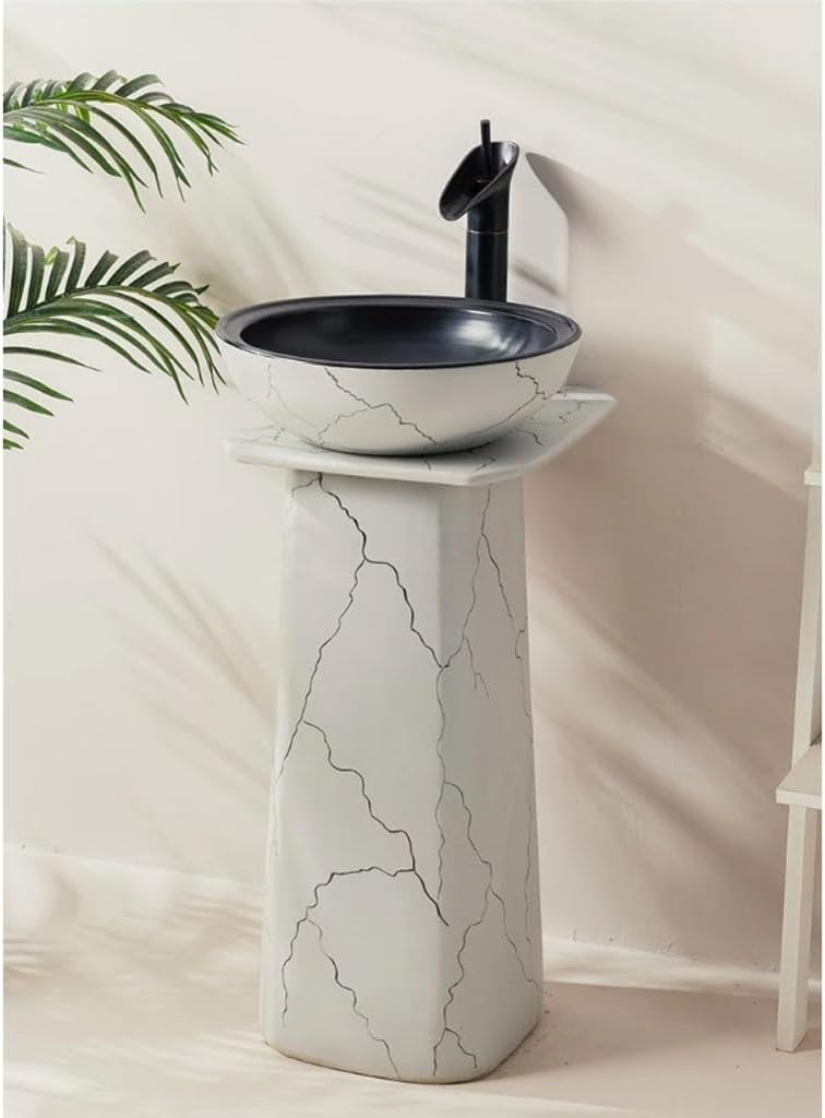 Bathroom Countertop Vessel Sink Simple Floor-standing Wash Basin Sink Nordic Ceramic Bathroom Pedestal Sink Vanity