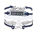 Susenstone Handmade Love Owl wings Multilayer Knit Leather Rope Chain Bracelet