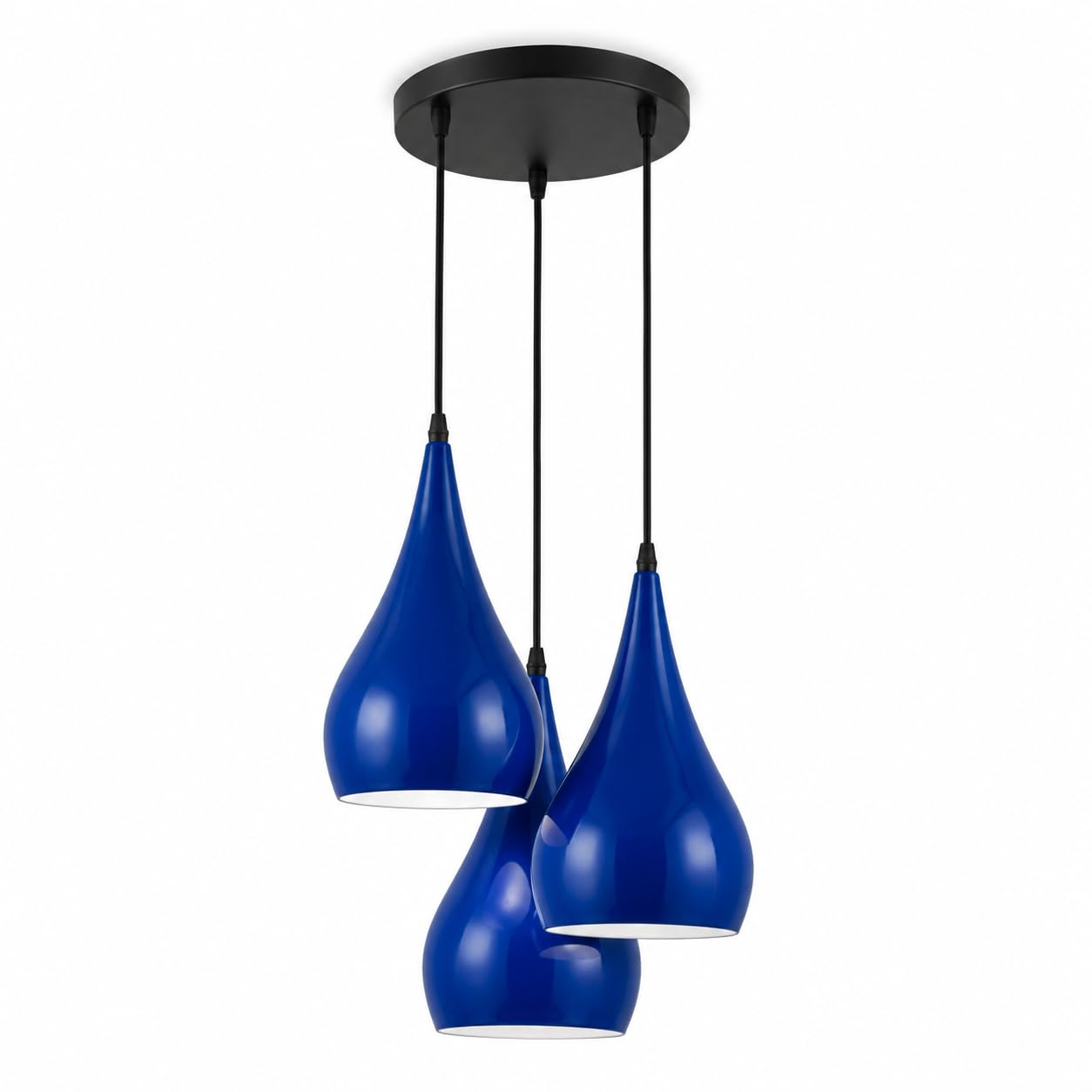 DC VOLTAGE Vintage Industrial 3Head Ceiling Pendant Light Hanging Light Metal Shade Indoor Light Fitting for Hotel, Restaurants, Bar, Dining Room (Navy Blue)