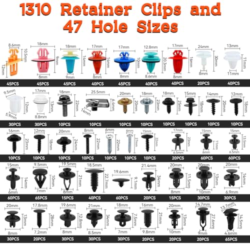 Image of 1430Pcs Car Retainer Clips & Plastic Fasteners Kit - 47 Sizes Colorful Auto Push Pin Rivets & Metal Screws with 5 Removal Tools, Cable Ties. 3-Layer Storage Box for GM Ford Honda (1430Pcs)