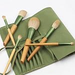 10Pcs Makeup Brush Set Premium Synthetic Powder Foundation Contour Blush Concealer Eye Shadow Blending Liner Make Up Brush Kit Light Grey (10Pcs kit with Envelope bag) - Image 2