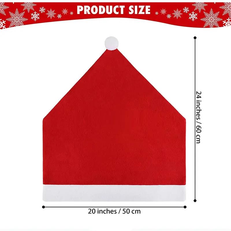 6 Coprisedia Natalizi A Forma Di Cappello Di Babbo Natale – In Tessuto Non Tessuto, 48,3 X 62,2 Cm, Per Decorazione Sala Da Pranzo, Ristorante, Festa