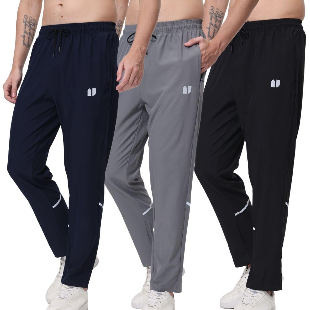 Hpbygstae Pantaloni sportivi da uomo, tasche elasticizzate con cerniera, per jogging e corsa, confezione da 3