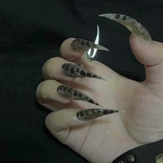 Premium Fake Nails with Gothic Court Theme Blood Drip Art Easy to Apply for Women Size L