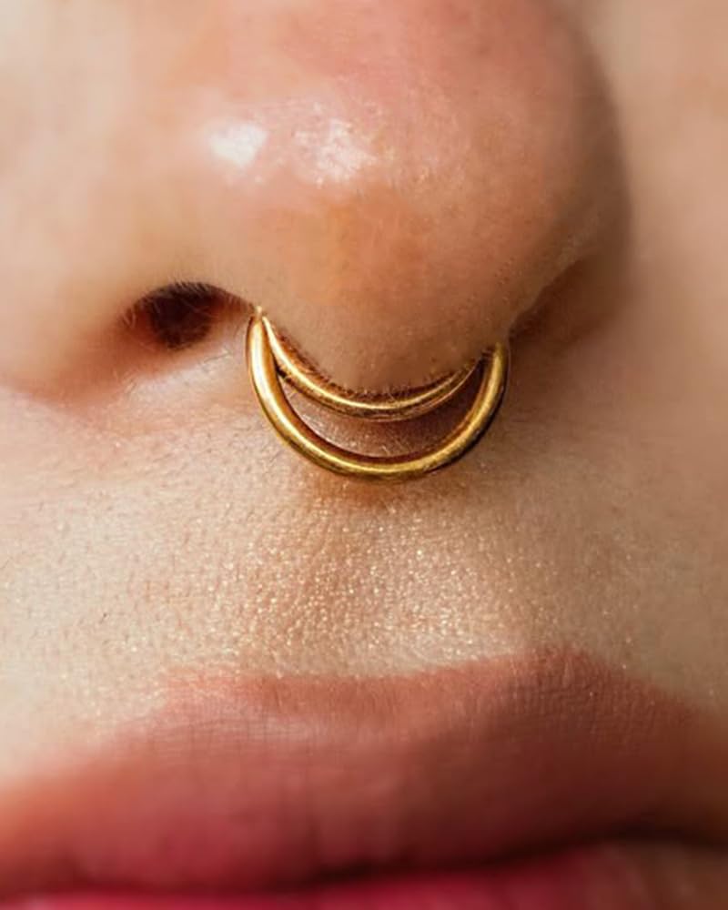PIERCINGFUN Woman Men 16 Gauge Septum Ring 16G Hinged Nose Ring Daith Earrings Clicker Rings Piercing Jewelry Gold-Silver