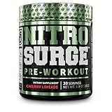 JACKED FACTORY NITROSURGE Pre Workout Supplement-Endless Energy, Instant Strength Gains, Clear Focus, Intense Pumps -Nitric Oxide Booster&Powerful Preworkout Energy Powder-30 Servings, Cherry Limeade