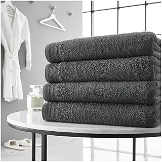FAIRWAYUK 4-Piece Hand Towels Set - Premium 100% Egyptian Cotton, Ultra Soft and Highly Absorbent, 500 GMS 50x80cm, Extra Large Thick, Hotel Spa Quality Hand Towel, Charcoal