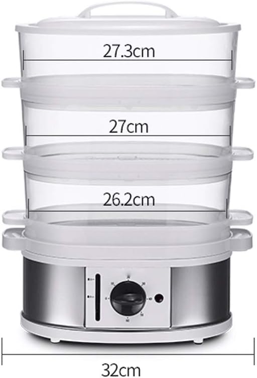 Electric Food Steamer, Vegetable Steamer 3 Layers Stackable Baskets with Timer, Diameter 32cm Blue(