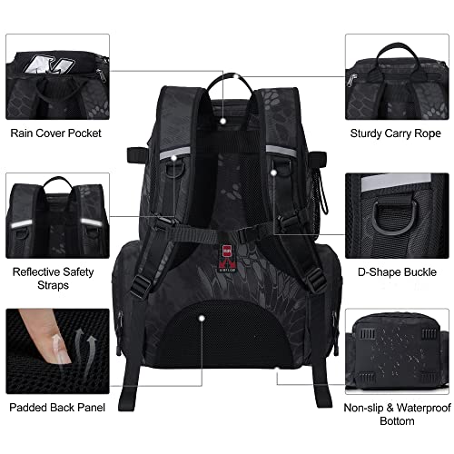 N NEVO RHINO Fishing Tackle Backpack with Rod Holders, 4 Tackle Boxes, 40L Large Storage Waterproof Fishing Bag for Fishing - Image 5
