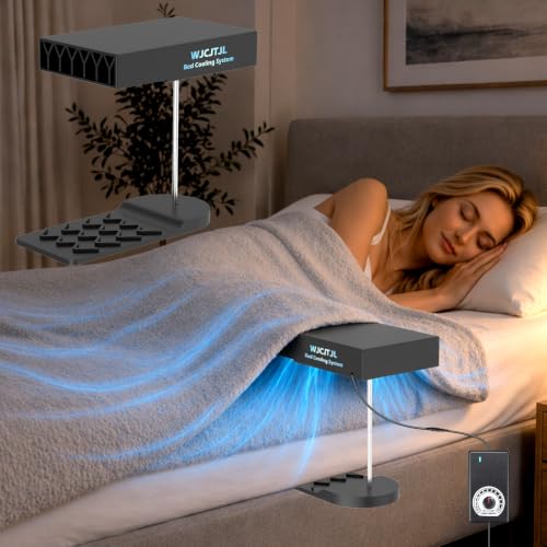 Bed Fan Under Sheets Bed Cooling System with Adjustable Fan Speed (Black)