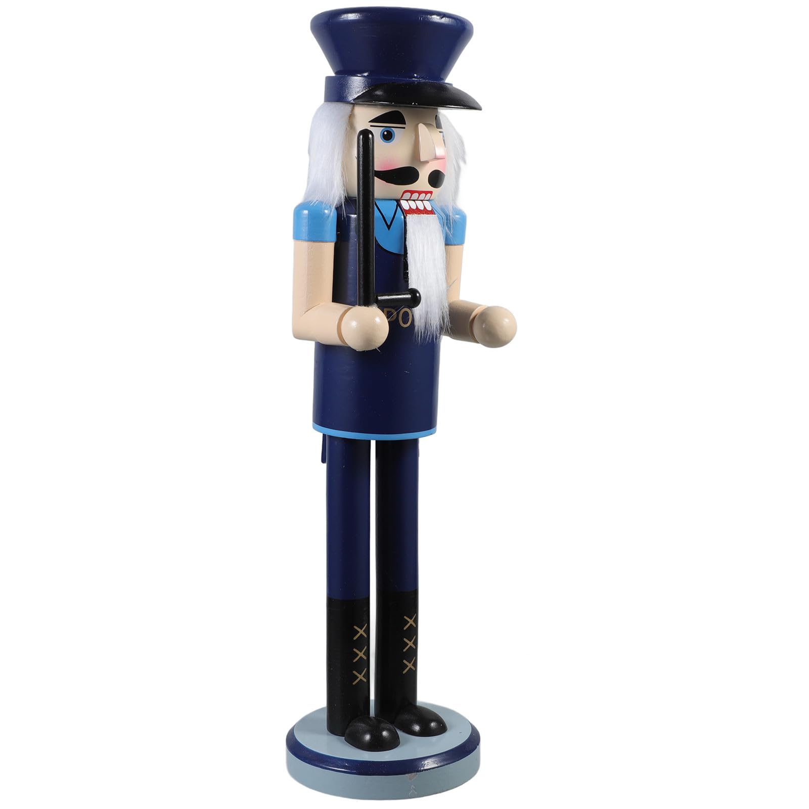 FRCOLOR 3 Piezas Muñeco Cascanueces Policía Azul de Madera para Navidad