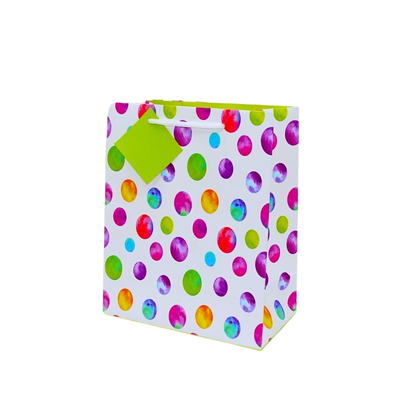 Gitanjali Paper Curves Premium Gift Bags- 10pcs Multicolor Polka Dots Small Paper Bags with Handles- Return Gifts Paper Carry Bag, Party Favor Goodie Treat Bag for Birthday, Baby shower, Wedding, Festivals (Polka Dots, Pack of 10)