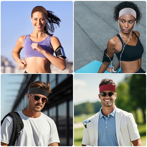 Image of Fishinsea 8 Pack Sport Headbands for Women, Elastic Soft Fabric Non-Slip Hair Bands Hair Warp for Daily Workout Yoga Running Sports, Combo 8