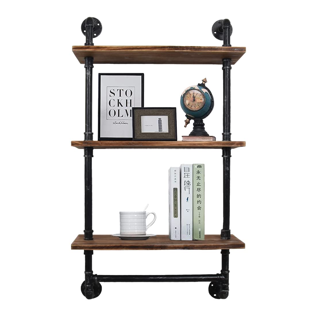 Buy Industrial Pipe Shelf Wall ed,3 Tier Rustic Metal Floating Shelves