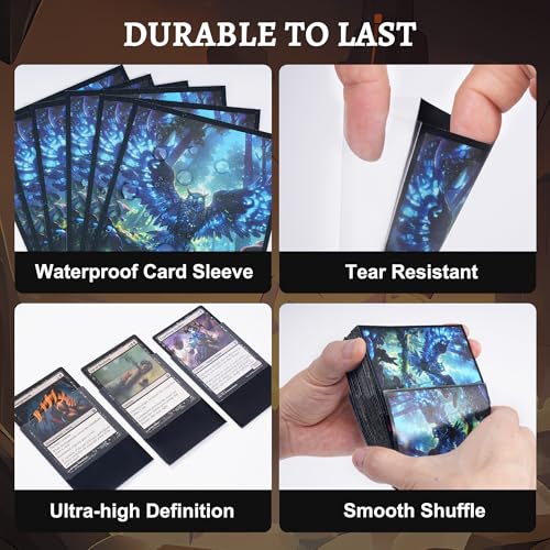 Image of Kabinka MTG Card Sleeves - 100 Standard Size Pack Clear Front & Matte Finish Back with Owl, Premium Sleeves for Magic The Gathering TCG