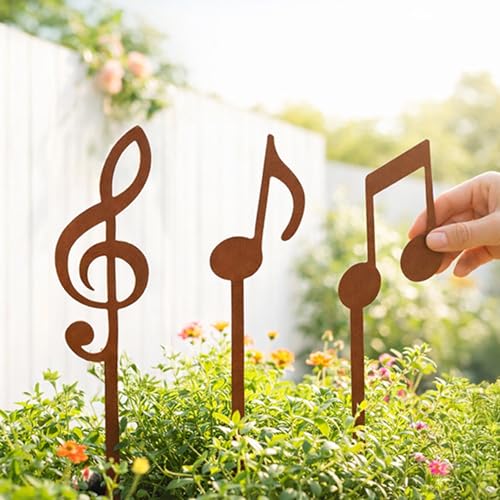 Juego de Estacas para Plantas de Metal con Notas Musicales miniatura 2
