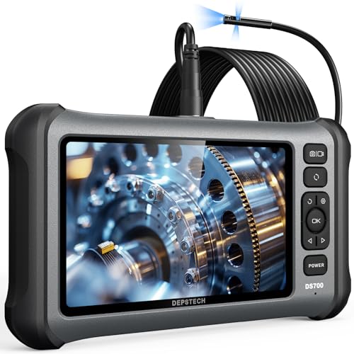 DEPSTECH DS700SE Triple Lens Endoscope Camera with Lights: 7'' IPS Screen and 16.5FT Flexible Cable Inspection Snake Camera, Industrial Borescope with Video and Sound Recording for Auto, Sewer, Pipe