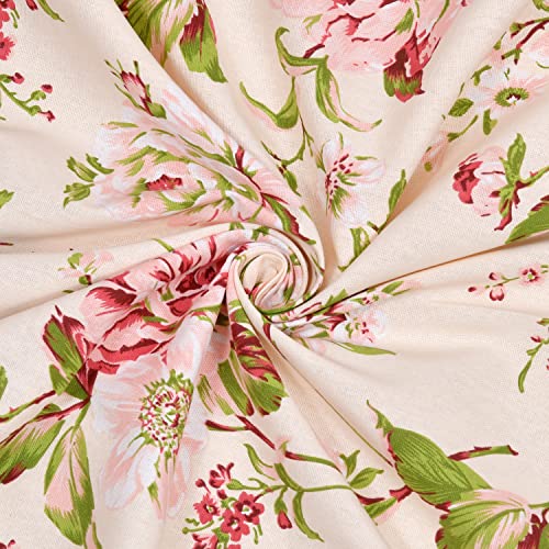 Image of LINENWALAS Cotton Curtains for Long Door Set of 2, Linen Textured Doors Curtains for Home Decor, Hangs Elegantly with Eyelet Rings (4.5ft x 9 ft,) Flower Valley