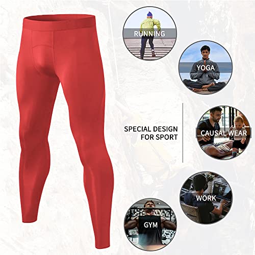 Cargfm Compression Pants For Men Basketball Tights Leggings Yoga Running Sports Workout Baselayer Red #TOP5