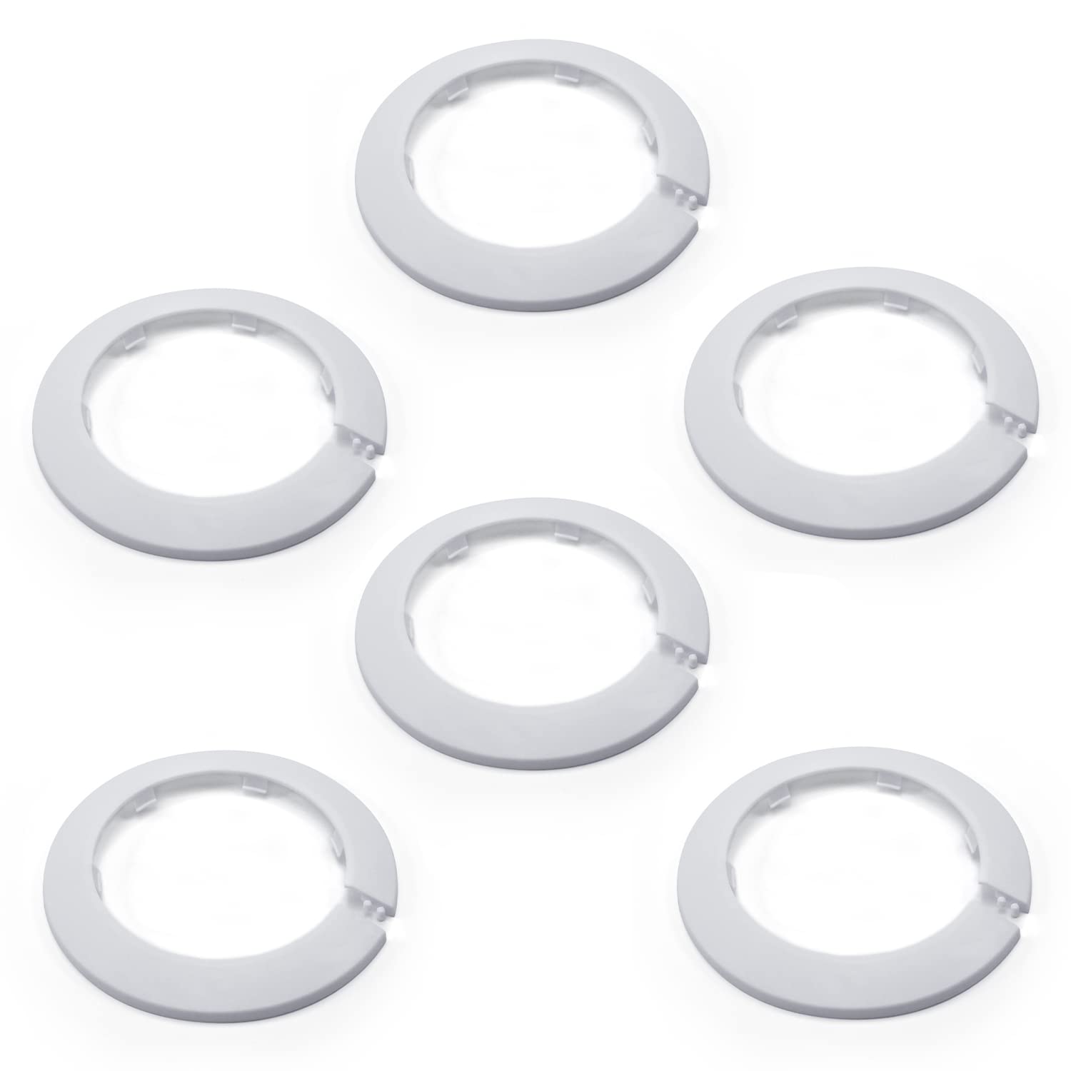 MroMax Fit 3.54" Outer Diameter Flange Water Pipe Cover Decoration White Pipe Cover Radiator PP Plastic 90mm Escutcheon Collar for Wall Pipe Tube Decoration 6Pcs