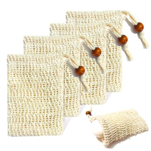 4 Stück Seifensäckchen Sisal Seifenbeutel, Natürliches Seifenbeutel Feste Seife Seifenbeutel Seifenâ€¦ – Miniatur