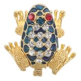 Holibanna Joyero Forma de Rana Esmaltado Azul Bisagra, Caja Coleccionable para Anillos y Pendientes, Estuche Portátil Vintage Decorativo para Joyas y Organización Hogar