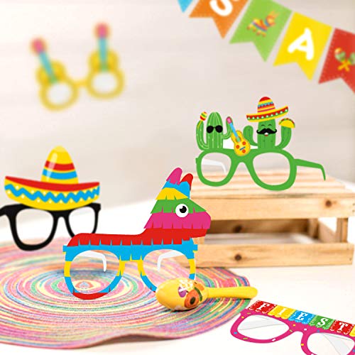 image for Kitticcino 12 Pcs Mexican Fiesta Party Decorations Fiesta Paper Eyegla
