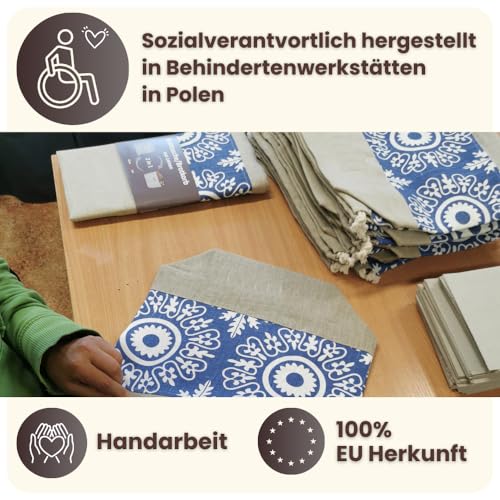 Foto von slowroom Brotbeutel 30 x 34 cm und Brotkorb 2 in 1 - Brotkorb Stoff - doppelte Leinenschicht - Brötchenbeutel Atmungsaktiv und Dekorativ - Brotkörbchen Leicht zu Pflegen