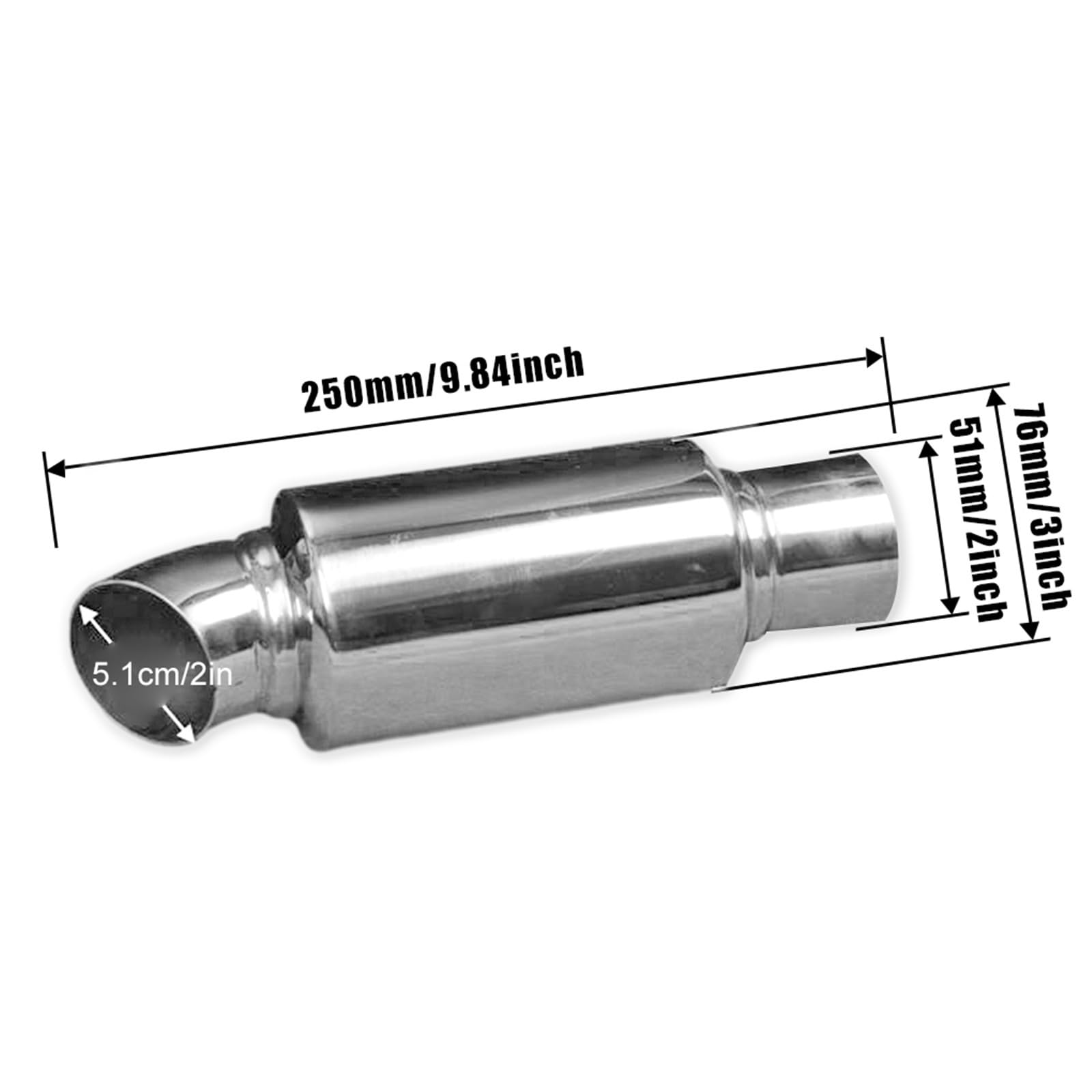 Tłumik układu wydechowego 2/2,5 ″ Rury tłumika wydechowego samochodu Uniwersalny system rur wydechowych 51MM Tłumiki sportowe wyścigowe ze stali nierdzewnej Turbo Sound Boost(2.5inch)