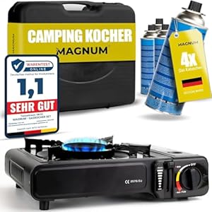 MAGNUM® Gaskocher inkl. 4x Gaskartuschen - Campingkocher mit Gaskartuschen – Gaskocher Camping