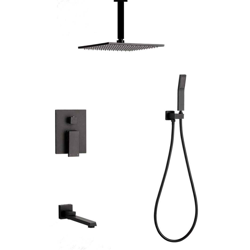 Jeu de douche noir mat multifonction avec douchette coiffeur à main - 8