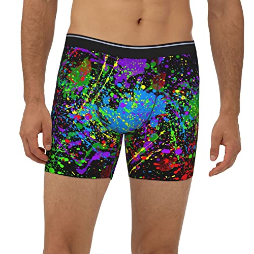 Glow In Dark Splatter Neon Men'S Boxer Brief Long Leg Underwear Fashion Briefs For Men Adult Teens2