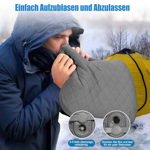 Tavaler Aufblasbars Kissen Ultralight Outdoor Camping Kissen, Camping Kopfkissen Aufblasbar Ergonomisches Reisekissen Aufblasbar Strandkissen (Grau)
