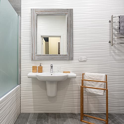 Yoshoot Hand-Made Wooden Spliced Wall Mirror For Bathroom, Rustic Farmhouse Vanity Mirror, Décor Wall Art, Solid Wood Frame, Vertical Or Horizontal Hanging #TOP5