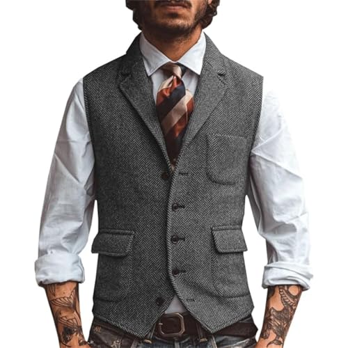 Men's Business Vest, Casual Sleeveless Waistcoat Jacket, Slim Fit Wedding Groom & Banquet Gilet4