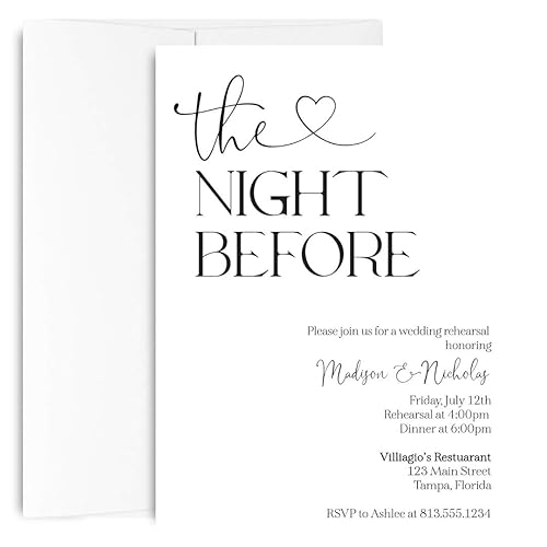 The Night Before Invitation Rehearsal Customized Invite with Envelopes Dinner