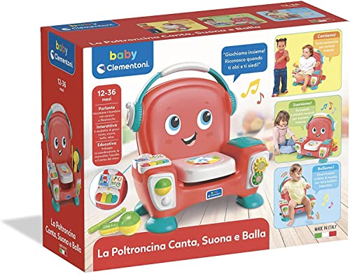 Clementoni Baby Chante, Joue et Balle, Fauteuil interactif, 12+ Mois, Multicolore, 17678