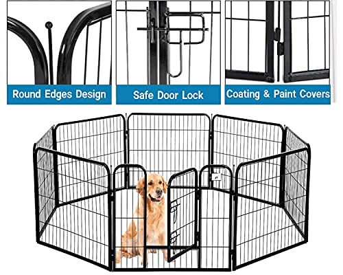 Dog Exercise Pen kennel 8panels Pet Fence 40 Inches Heavy Duty Folding Puppy Playpen with Door, Extra Large Indoor⦠- Image 5