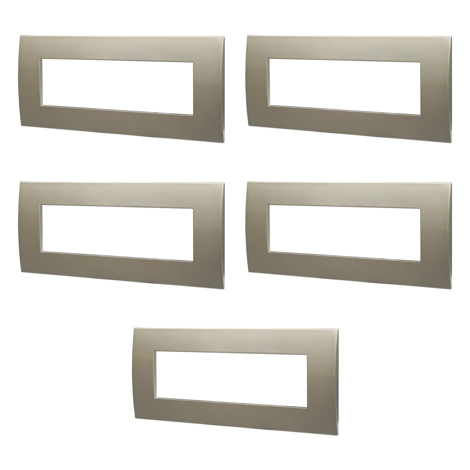 Plaque technopolymère 7 modules titane compatible Vimar Arke lot de 5 rectangulaire