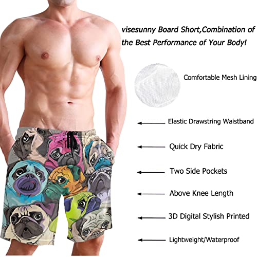 visesunny Men's Beach Short Swim Trunks Colorful French Bulldog Sports Running Bathing Suits…4