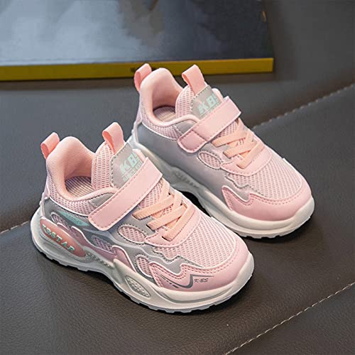 Betadog Fashion All Children Sports Girls Flat Lightweight Mesh Breathable and Comfortable Solid Hook Size 13 Girls Tennis Shoes (Pink, 3 Big Kids)2