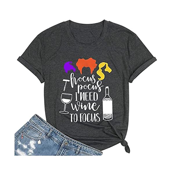 Hocus-Pocus-I-Need-Wine-to-Focus-Halloween-T-Shirt-for-Women-Funny-Drinking-Graphic-Tee Hocus Pocus I Need Wine to Focus T Shirt for Women, Casual Short Sleeve O-Neck Funny Drinking Graphic Sanderson Sisters Halloween Tee Top