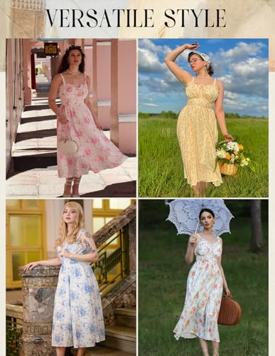 Image of Scarlet Darkness Summer Dresses for Women 2026 Floral Corset Dress Long Milkmaid Dress with Pocket