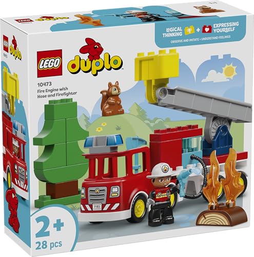 Image of LEGO DUPLO Town Fire Truck with Hose and Firefighter Emergency Rescue Vehicle Toy - 10473