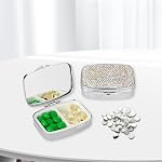 1 pcs Elegant Crystal Diamond Pill Organizer - 2 Compartment Portable Pill Case with Sparkling Design for Vitamins, Medication & Jewelry Storage