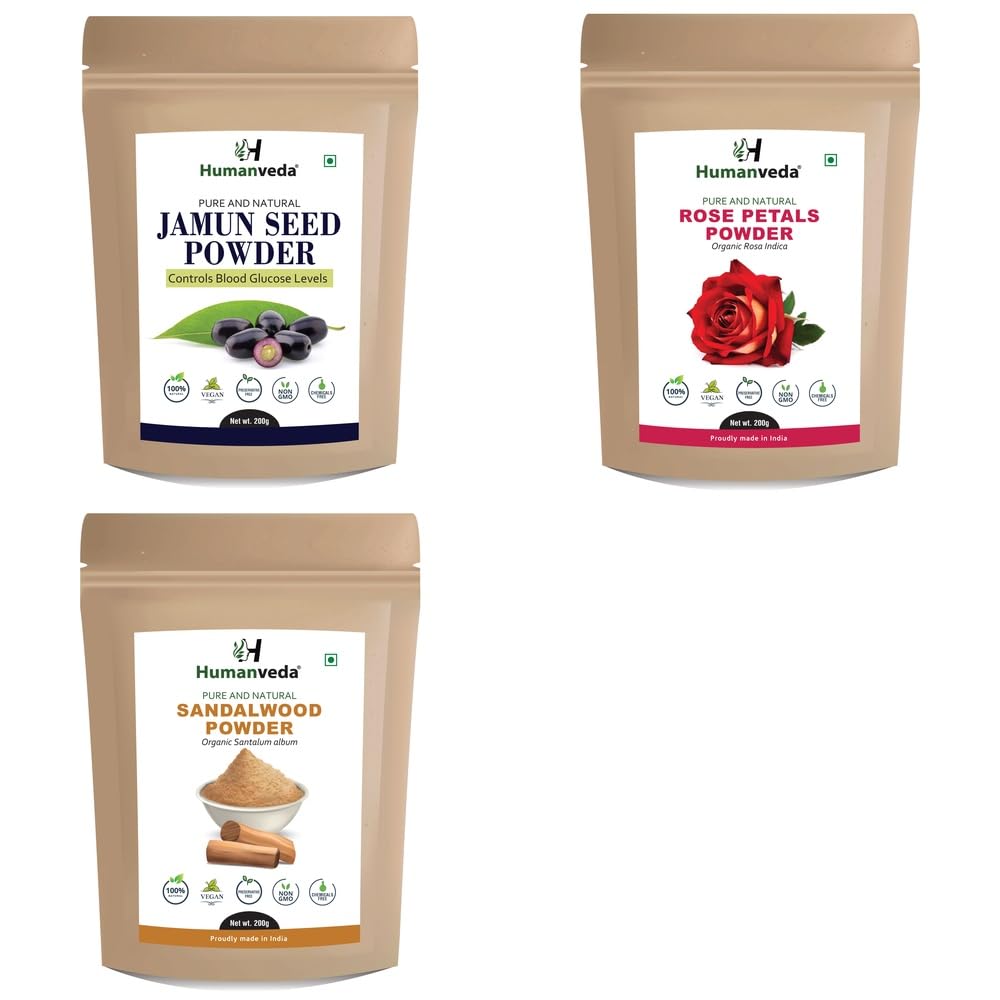 Pure Jamun Seed Powder, Rose Petal Powder and Sandalwood Powder Combo Pack for Comprehensive Hair Care and Radiant Glowing Skin Rejuvenation Ayurvedic Product and Natural Organic and Sc-image-48