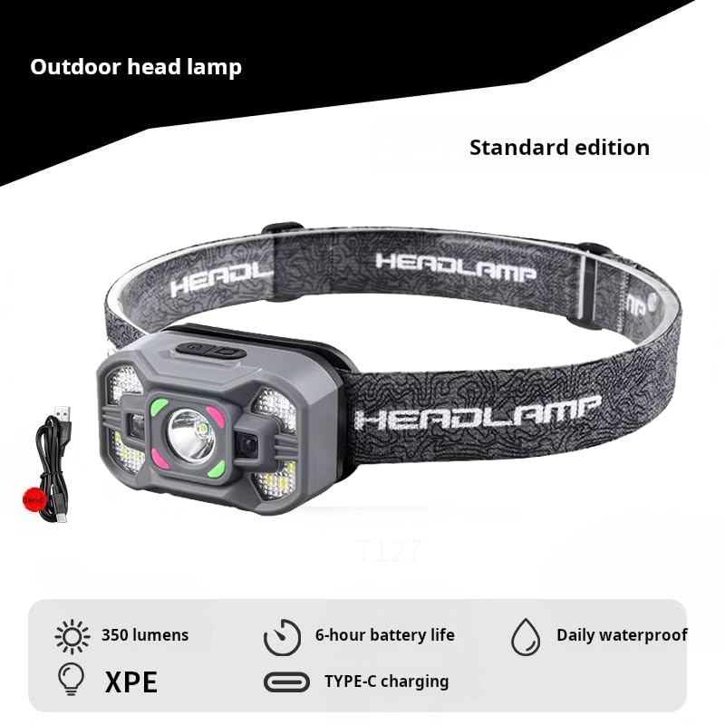 Image of GlowBase LED Headlamp with Wave Sensor, 45 Adjustable, Rechargeable, for Camping, Hiking, Cycling